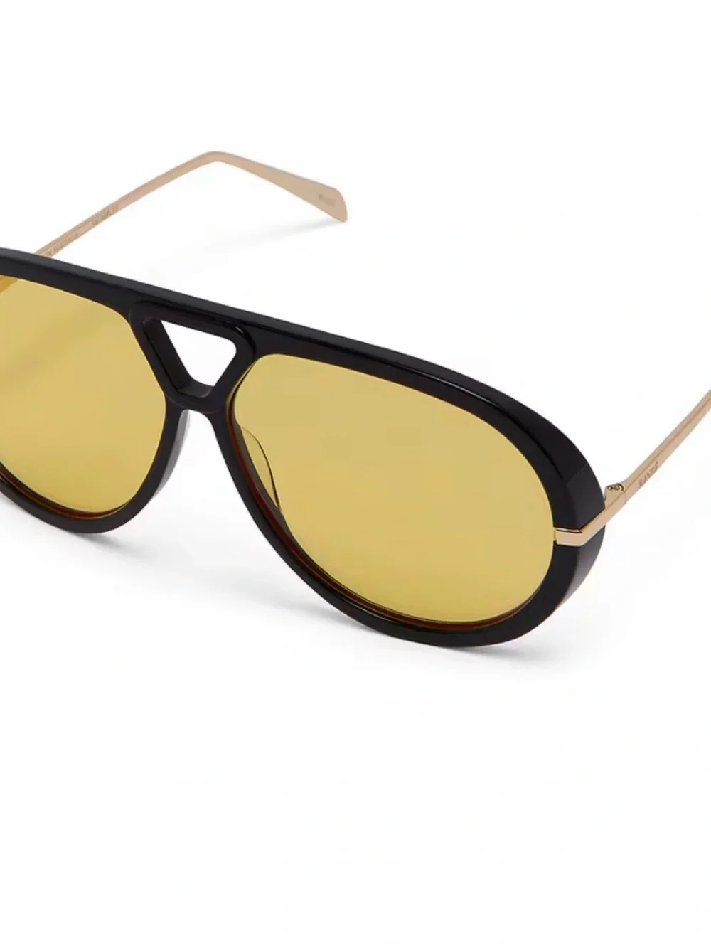 Bambe The Harley Oversized Aviator Sunglasses Gold Temple Unisex  Black Yellow